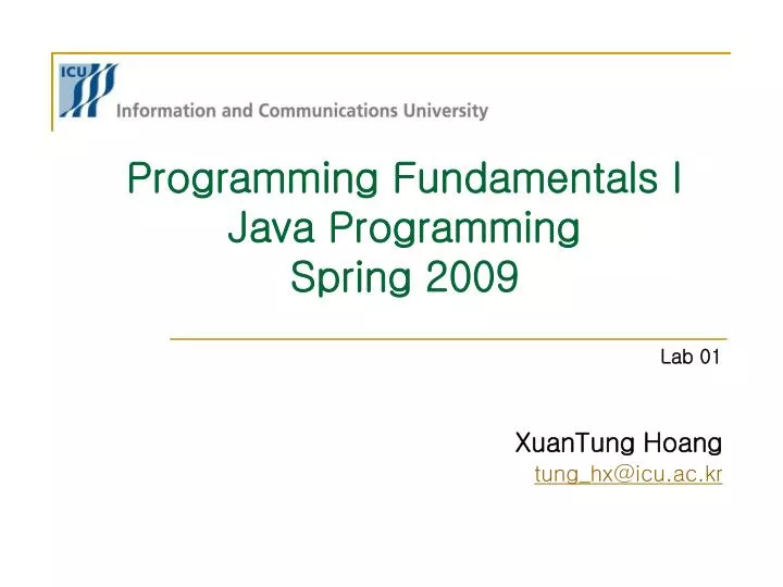 programming fundamentals i java programming spring 2009