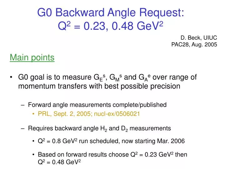 g0 backward angle request q 2 0 23 0 48 gev 2