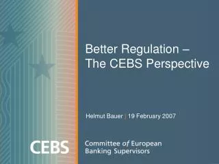 Better Regulation – The CEBS Perspective