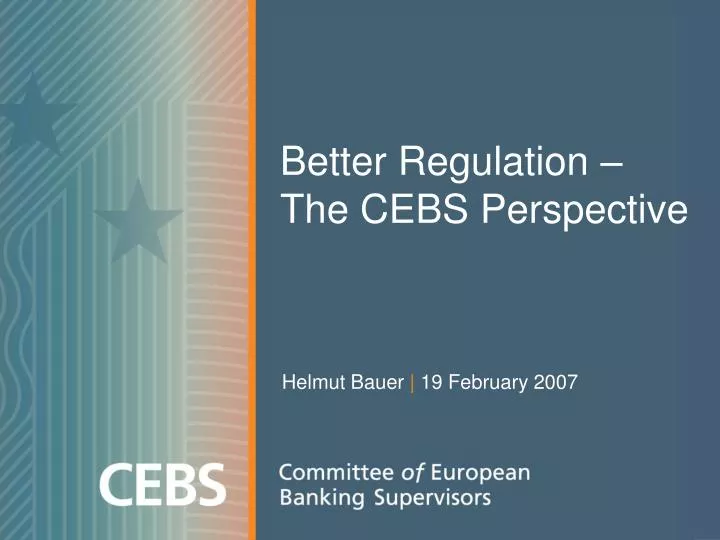 better regulation the cebs perspective
