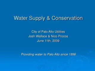 Water Supply &amp; Conservation