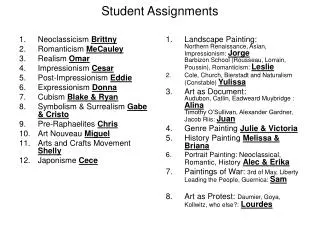 Student Assignments
