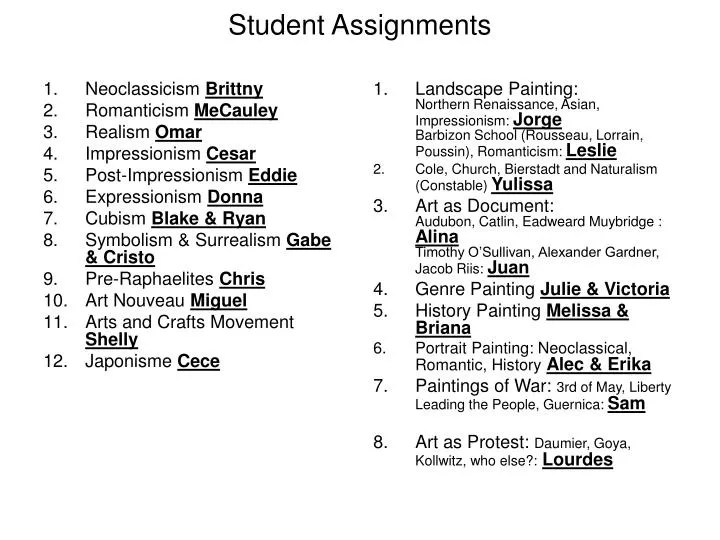 student assignments