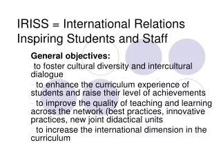 IRISS = International Relations Inspiring Students and Staff