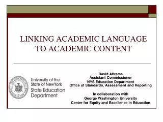 LINKING ACADEMIC LANGUAGE TO ACADEMIC CONTENT