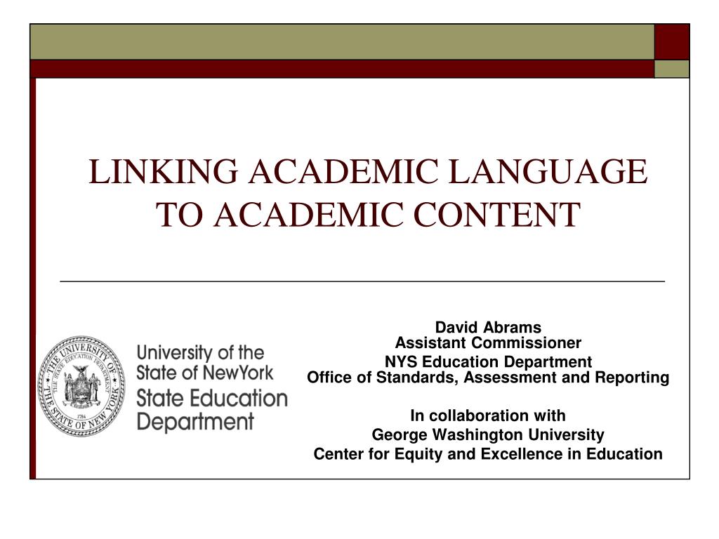 PPT - LINKING ACADEMIC LANGUAGE TO ACADEMIC CONTENT PowerPoint ...