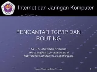 PENGANTAR TCP/IP DAN ROUTING