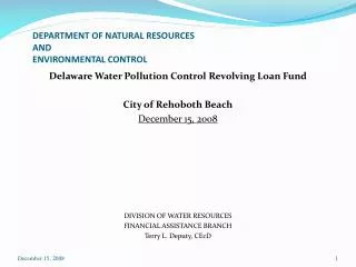 DEPARTMENT OF NATURAL RESOURCES AND ENVIRONMENTAL CONTROL