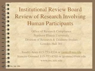 Institutional Review Board Review of Research Involving Human Participants