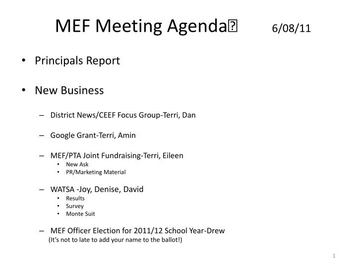 mef meeting agenda 6 08 11