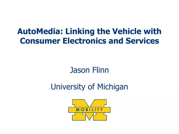 automedia linking the vehicle with consumer electronics and services