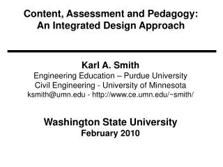 Content, Assessment and Pedagogy: An Integrated Design Approach