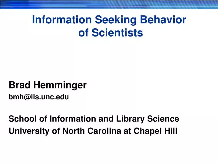information seeking behavior of scientists