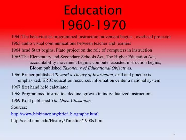 education 1960 1970