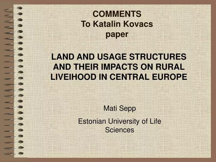 comments to katalin kovacs paper
