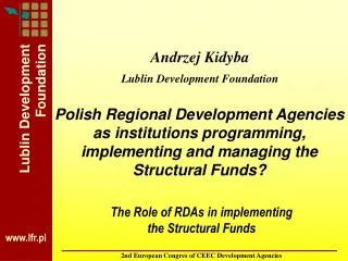 The Role of RDAs in implementing the Structural Funds