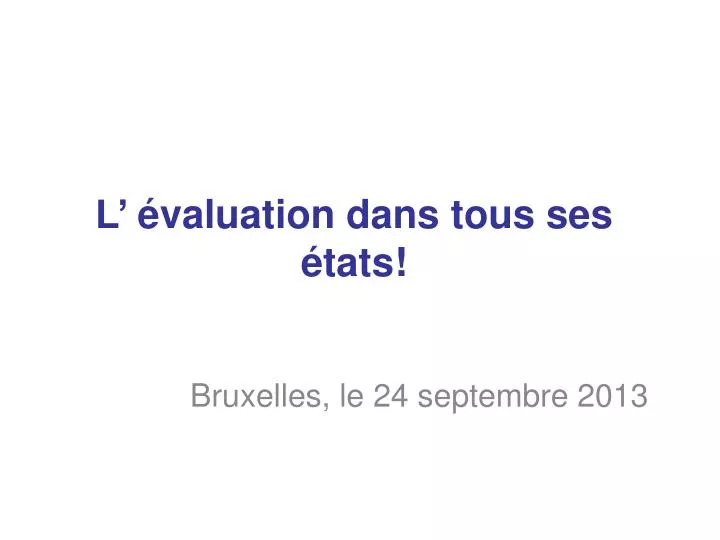 l valuation dans tous ses tats