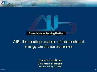 AIB: the l eading enabler of international energy certificate schemes