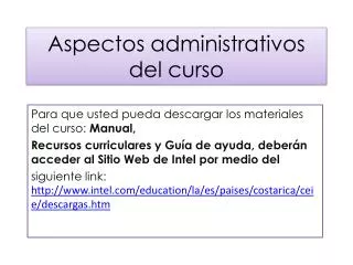 aspectos administrativos del curso