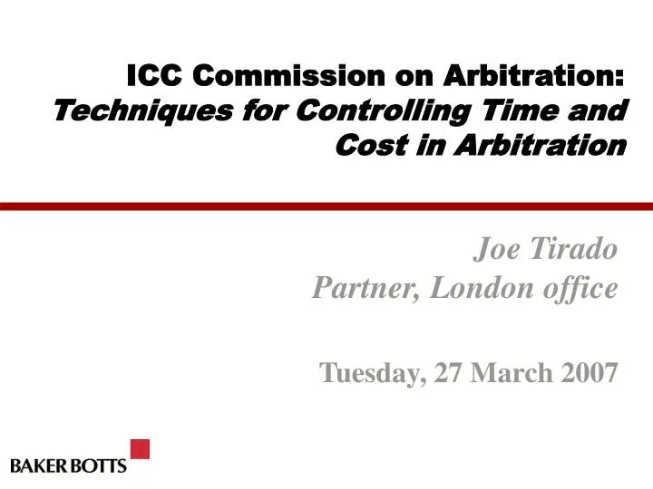 icc commission on arbitration techniques for controlling time and cost in arbitration