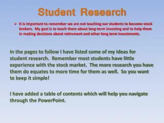 Student Research