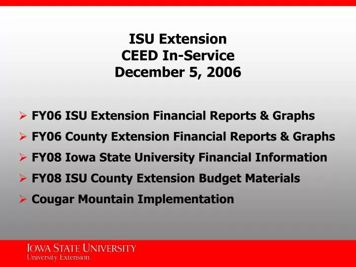 isu extension ceed in service december 5 2006