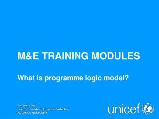 M&amp;E TRAINING MODULES