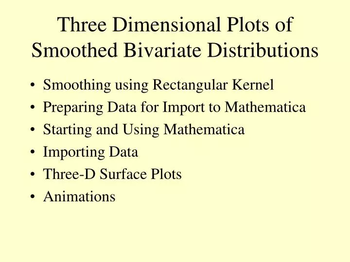 three dimensional plots of smoothed bivariate distributions