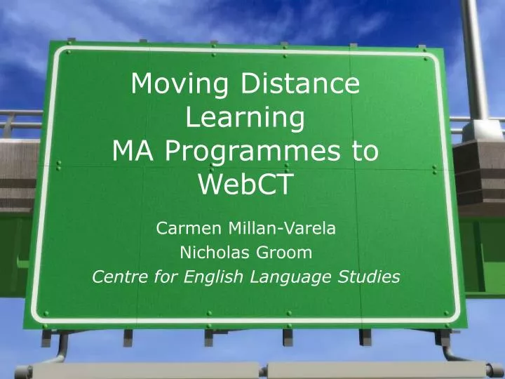 moving distance learning ma programmes to webct