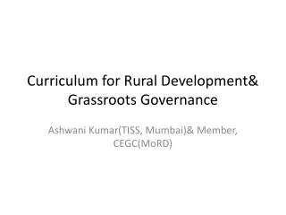 Curriculum for Rural Development&amp; Grassroots Governance