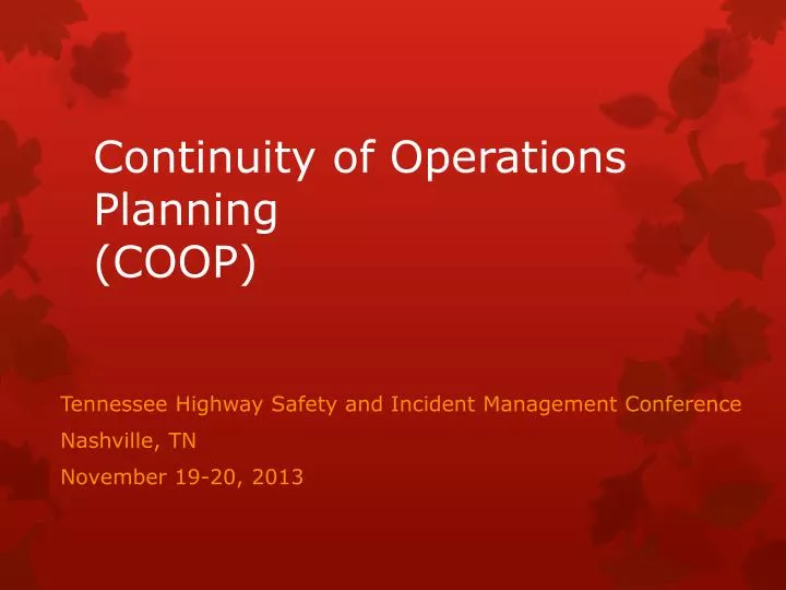 continuity of operations planning coop