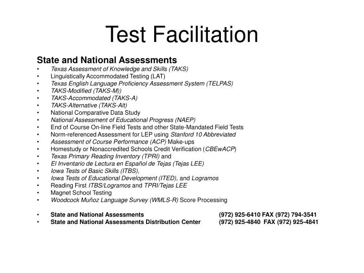 test facilitation