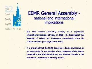CEMR General Assembly - national and international implications