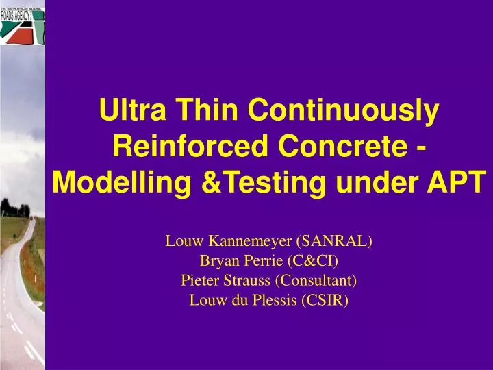 ultra thin continuously reinforced concrete modelling testing under apt