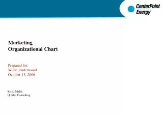 Marketing Organizational Chart Prepared for: Willie Underwood October 13, 2006
