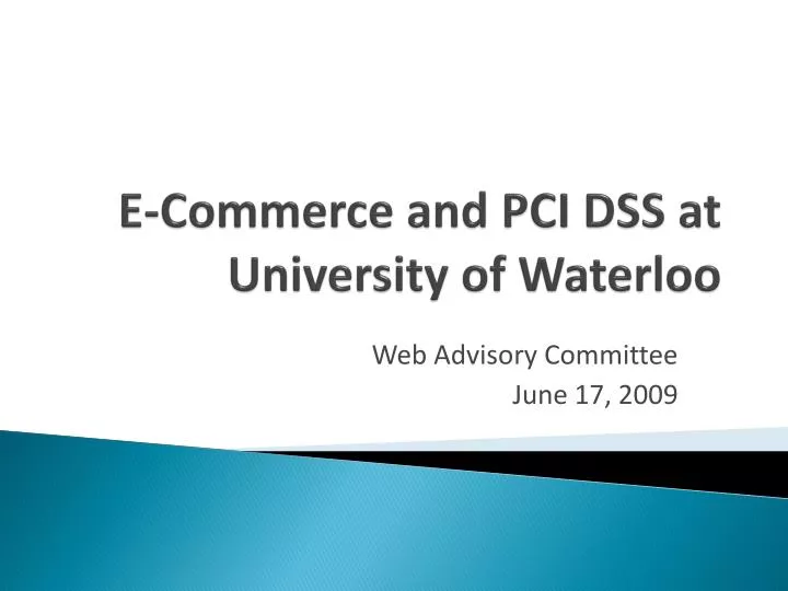 e commerce and pci dss at university of waterloo