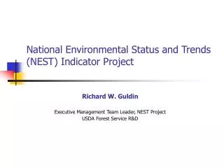 National Environmental Status and Trends (NEST) Indicator Project