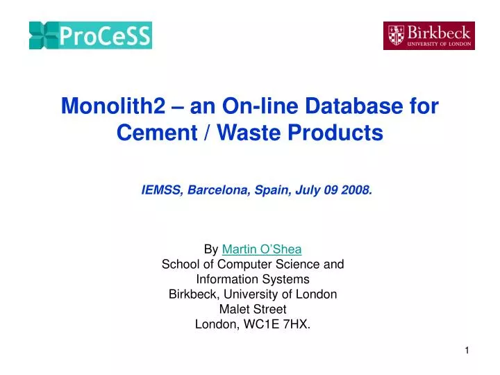 monolith2 an on line database for cement waste products