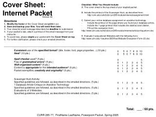 Cover Sheet: Internet Packet