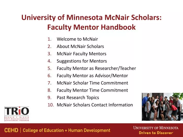 university of minnesota mcnair scholars faculty mentor handbook