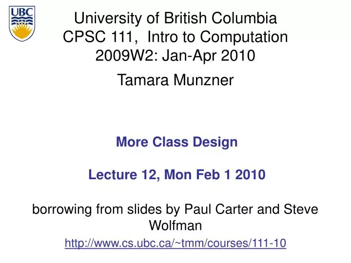more class design lecture 12 mon feb 1 2010