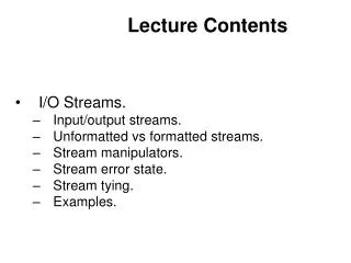 Lecture Contents