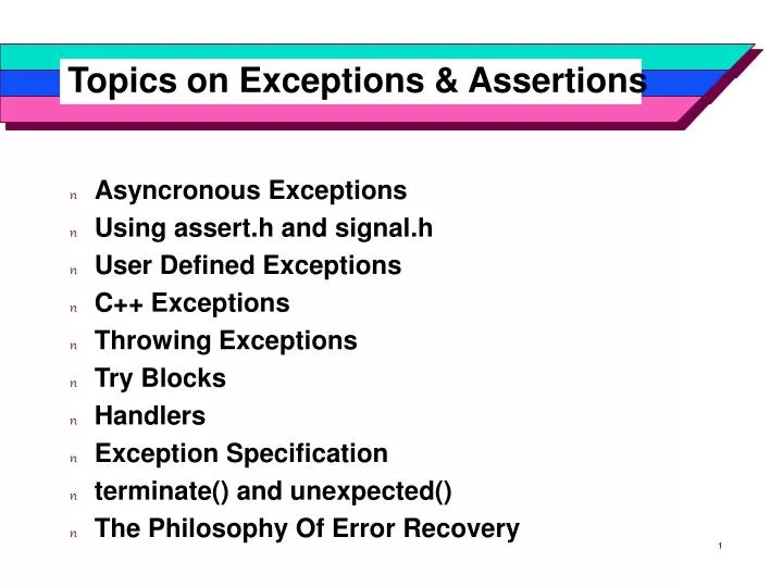 topics on exceptions assertions