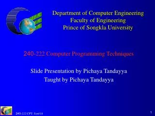 Department of Computer Engineering Faculty of Engineering Prince of Songkla University