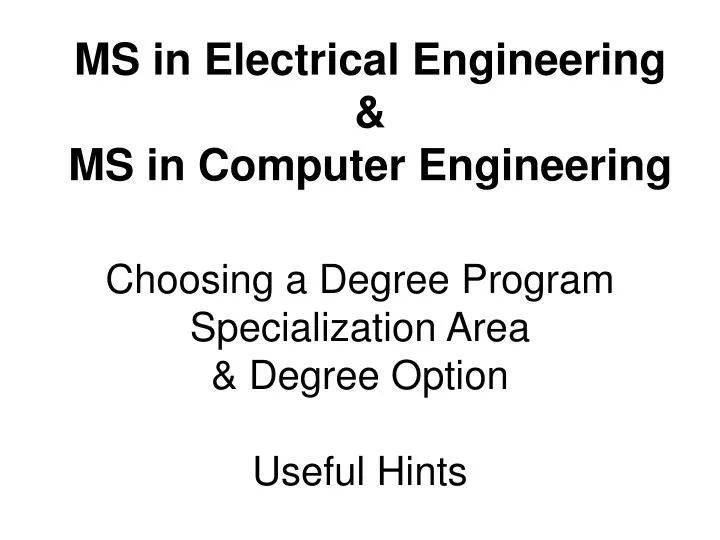 choosing a degree program specialization area degree option useful hints