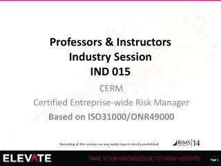 Professors &amp; Instructors Industry Session IND 015