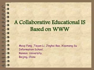 A Collaborative Educational IS Based on WWW