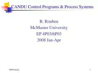 CANDU Control Programs &amp; Process Systems