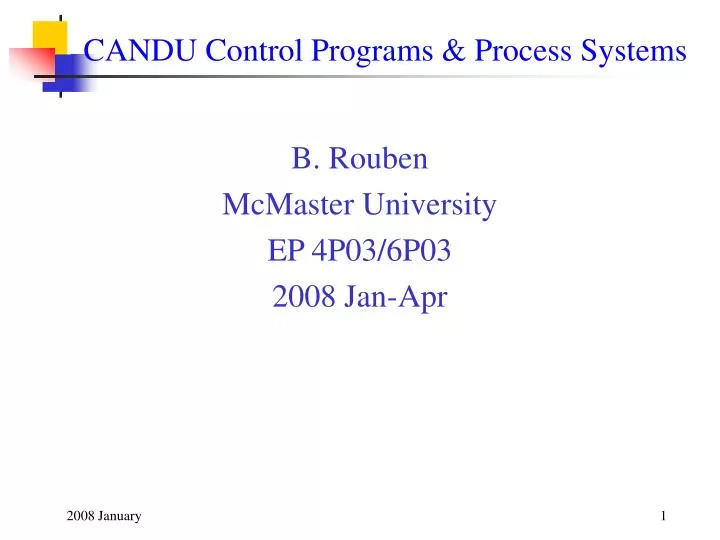 candu control programs process systems