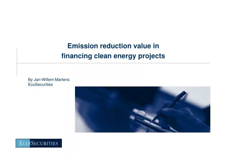 emission reduction value in financing clean energy projects